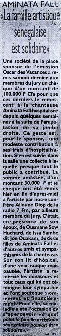 Article journal le Sud Quotidien de Dakar - SOS Aminata Fall du 3 août 2000