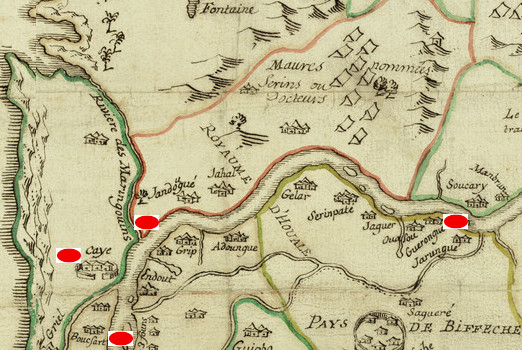 Carte 1690 du Sénégal (Source Gallica - BNF)