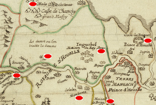 Carte 1690 du Sénégal (Source Gallica - BNF)