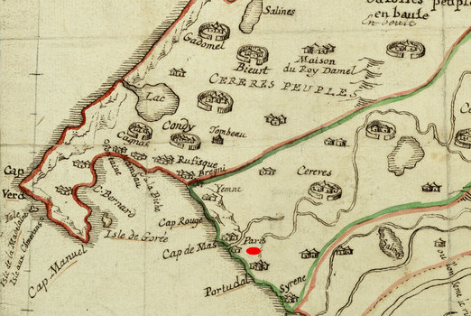 Carte Sénégal 1690 (source: Gallica - BNF)