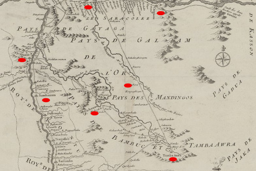 Carte Sénégal - Falémé 1716 Compagnon (source: Gallica - BNF)