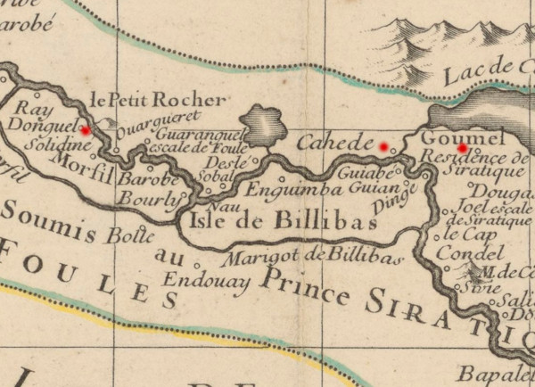 Extrait carte Sénégal 1726 Delisle (Gallica-BNF)