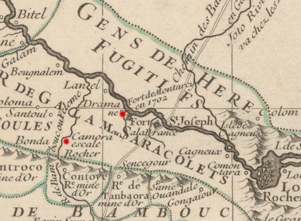 Extrait carte Sénégal 1726 Delisle (Gallica-BNF)