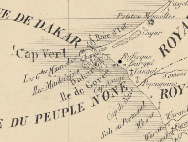 Carte des peuples du Sénégal, pour servir à l'intelligence de leur histoire rédigée en 1853 par D. Boilat