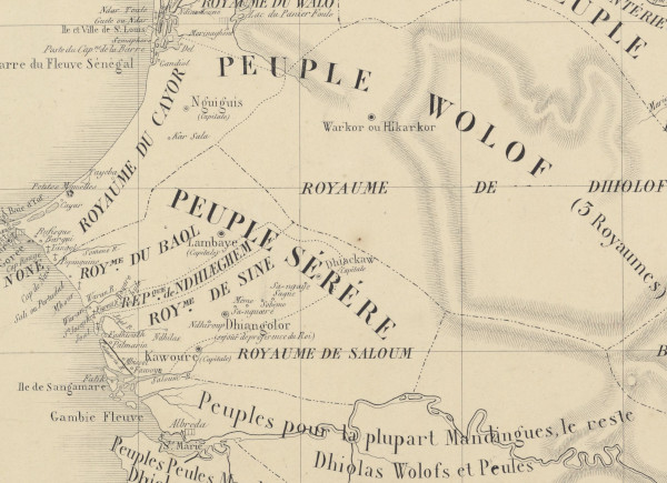 Carte des peuples du Sénégal, pour servir à l'intelligence de leur histoire rédigée en 1853 par D. Boilat