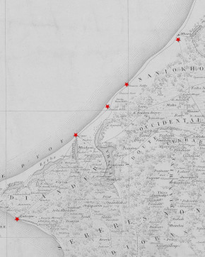 Extrait Carte des pays situés entre Gorée et Saint Louis: comprenant le Diambour, le Cayor, le Saniokhor, le Diander et le Baol / par M. Regnault, Lieutenant de Vaisseau en 1865; gravé par Pépin-Malherbe