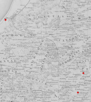 Extrait Carte des pays situés entre Gorée et Saint Louis: comprenant le Diambour, le Cayor, le Saniokhor, le Diander et le Baol / par M. Regnault, Lieutenant de Vaisseau en 1865; gravé par Pépin-Malherbe