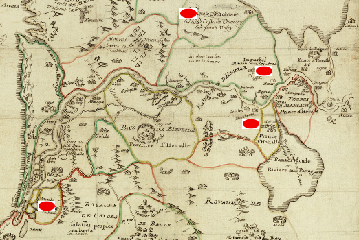 Carte 1690 du Sénégal (Source Gallica - BNF)