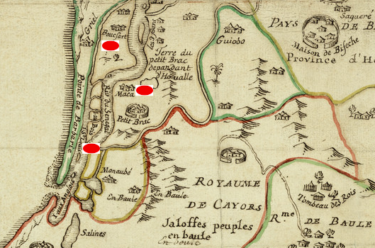 Carte 1690 du Sénégal (Source Gallica - BNF)